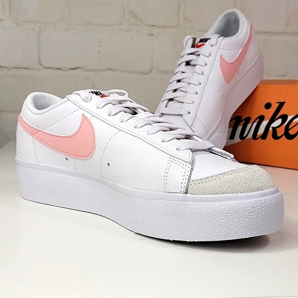 Nike Blazer Low Platform Sneaker White / Pink Blaze Womens 10 - Picture 2 of 10